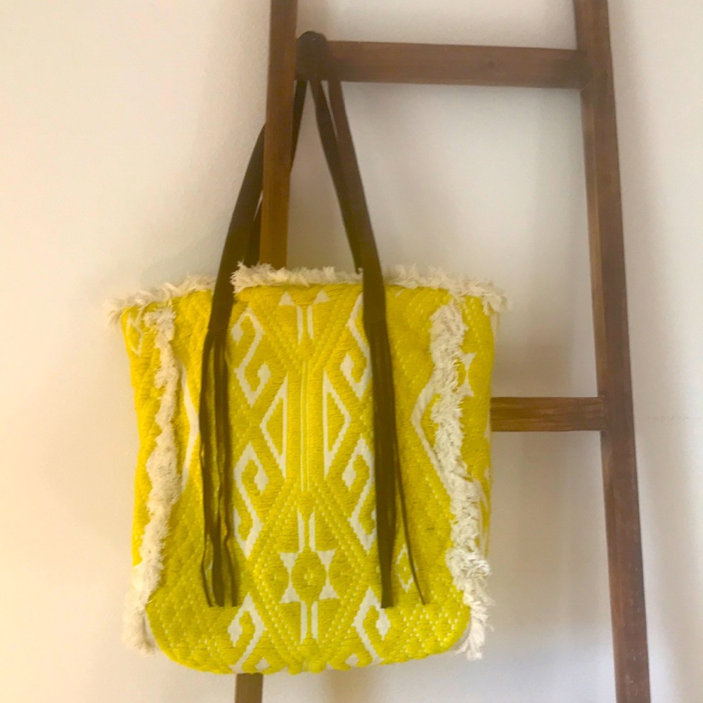 Bright Yellow and White Tote Bag